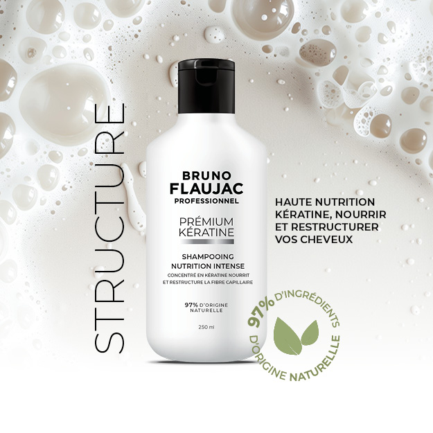 Redonnez vie à vos cheveux avec le Shampooing Nutrition Intense Prémium Kératine de Bruno Flaujac