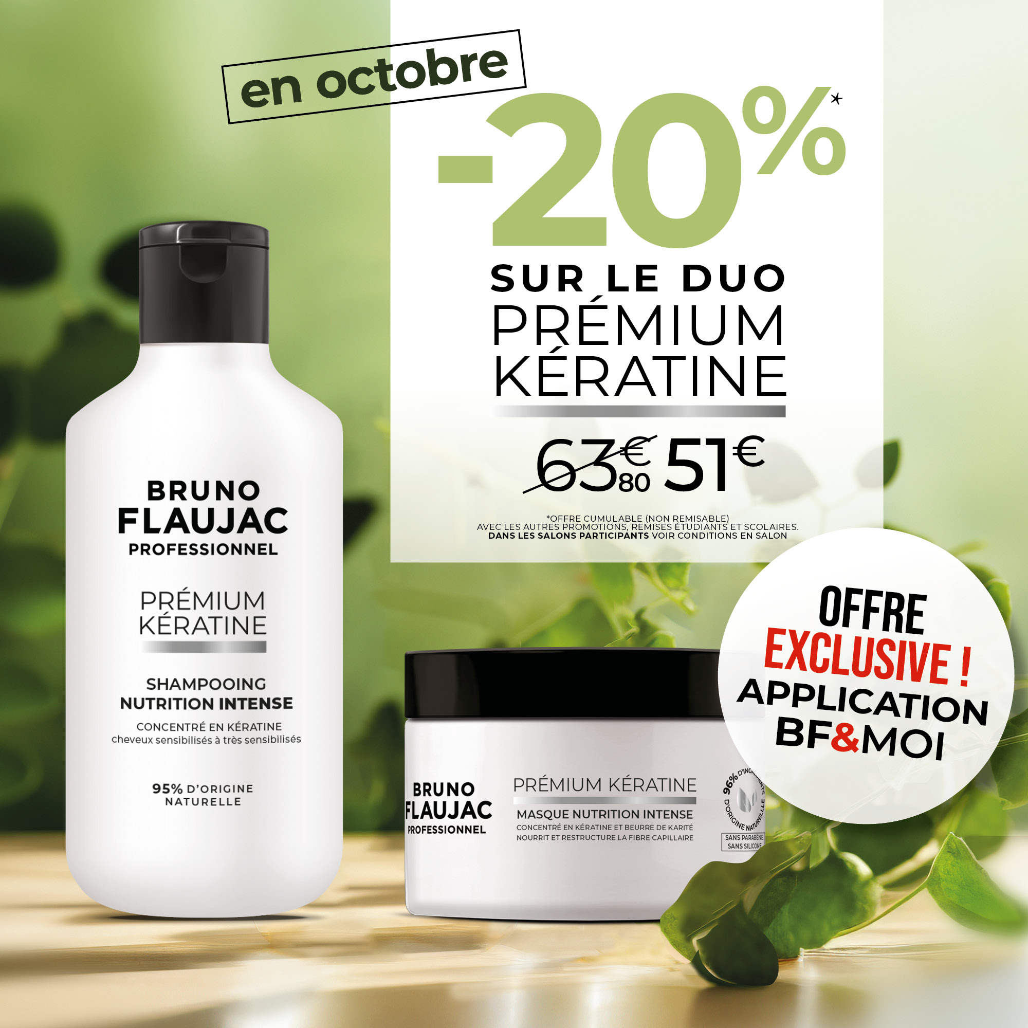 promo shampooing et soin prémium kératine bruno flaujac professionnel 